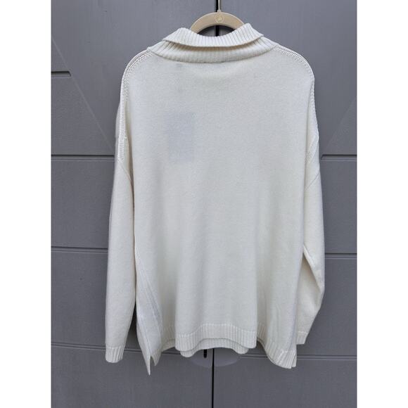 The Kooples Women’s Mock-Neck Cashmere-Blend Oversized Minimalist Sweater Ecru L - Picture 16 of 16